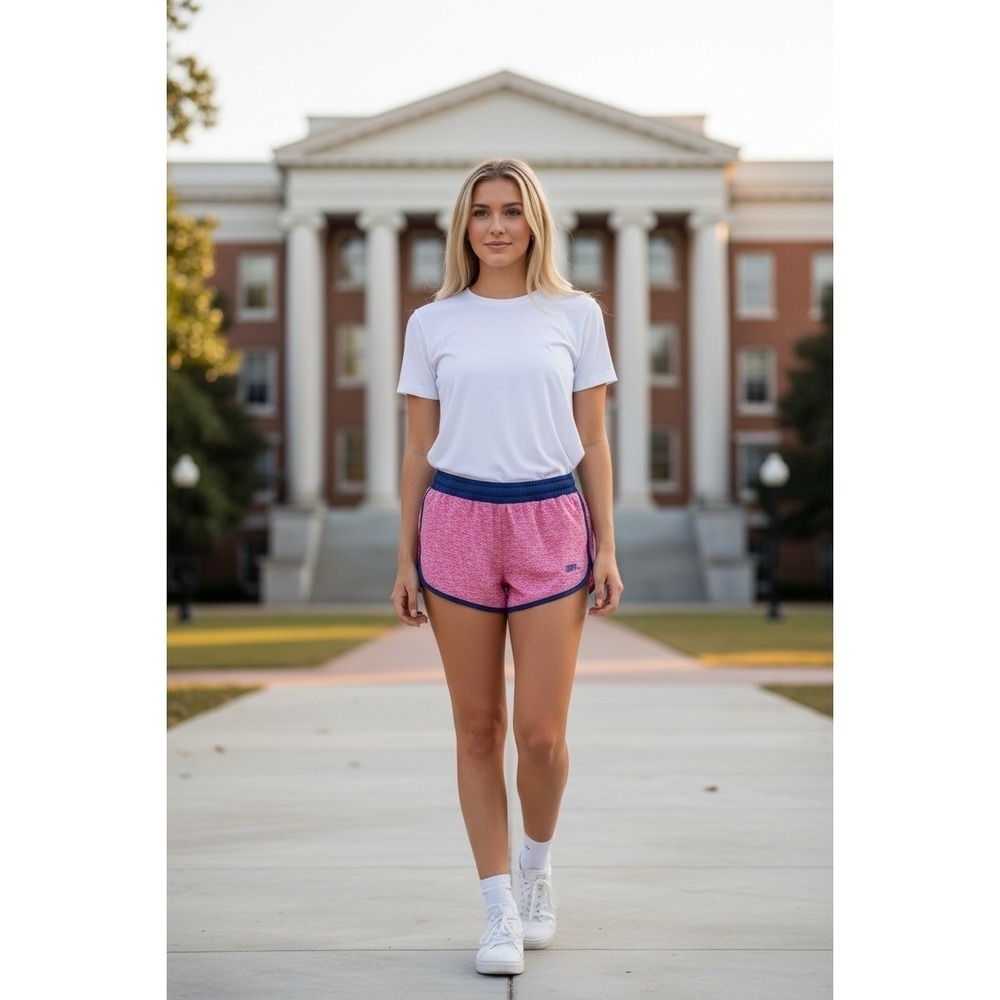 Russell Ole Miss Running Shorts Red Heather Pattern Athleisure Activewear Sz M
